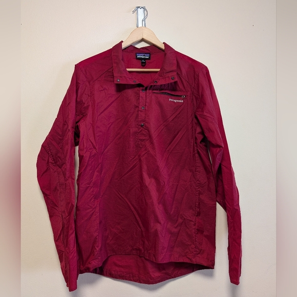 Patagonia Houdini Jacket Red Pullover Snap Front Men’s M Lightweight